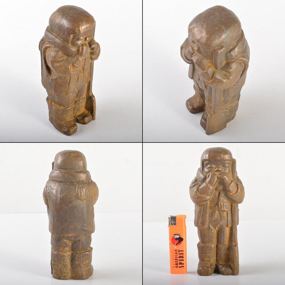 中国　鋳銅　冬晨　置物　箱付　C　6026