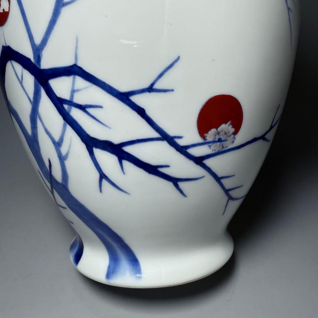 オールド深川製磁 柿鳥図花瓶 高さ24cm エントランス オブジェ インテリア