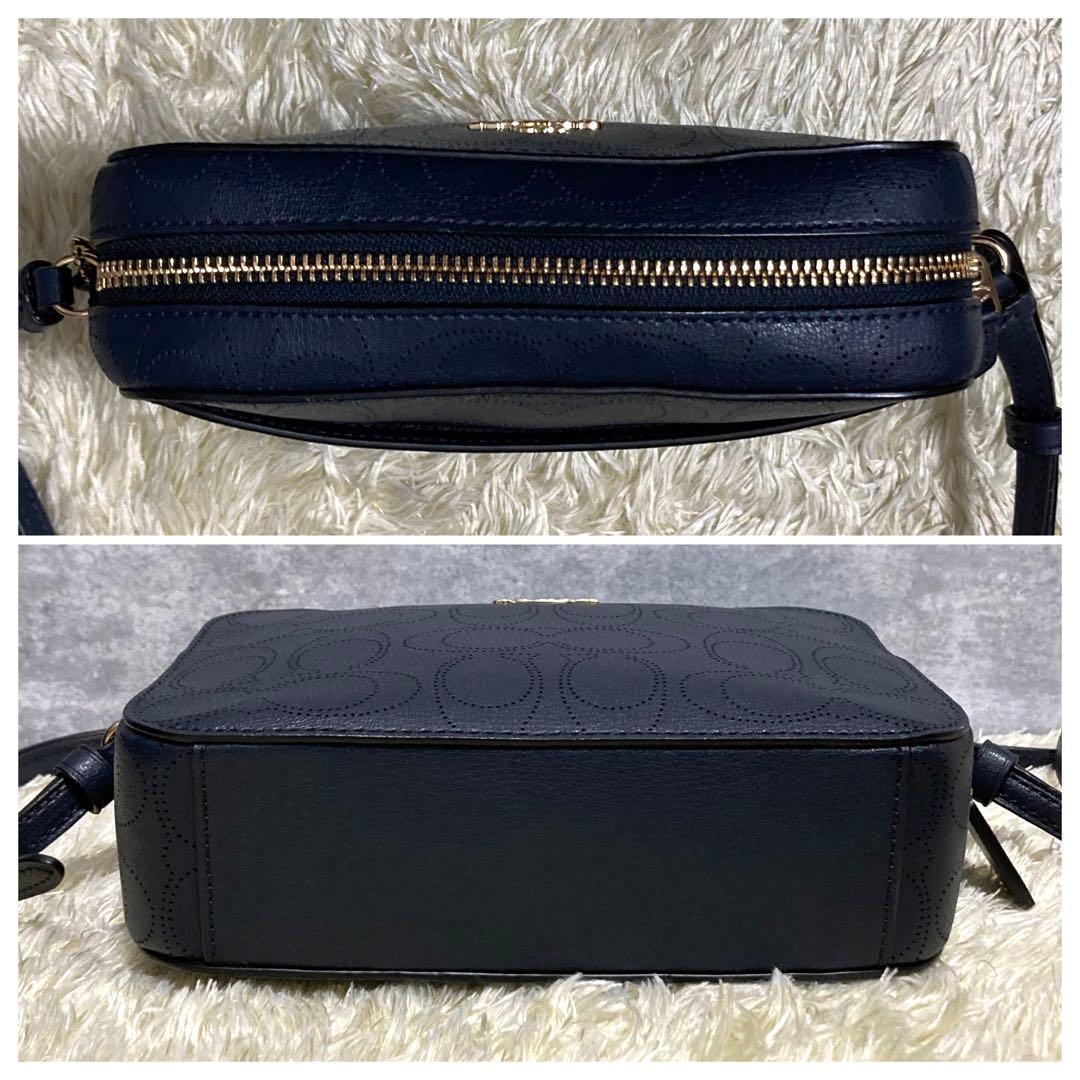 【極美品】COACH コーチ カメラバッグ レザー ネイビー シグネチャー