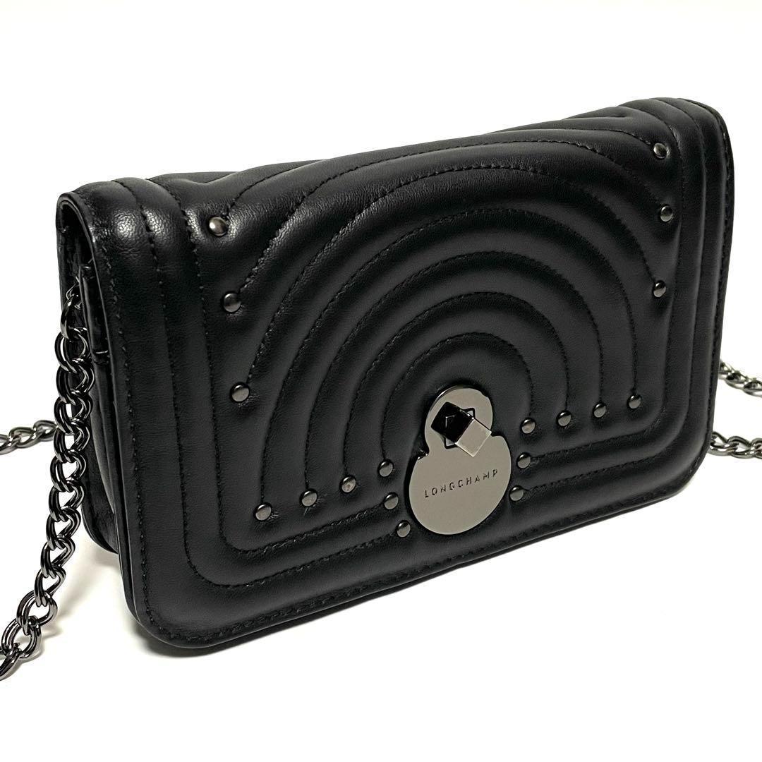 ✨美品✨LONGCHAMP キャヴァルケイド レザー チェーンクロスボディバッグ