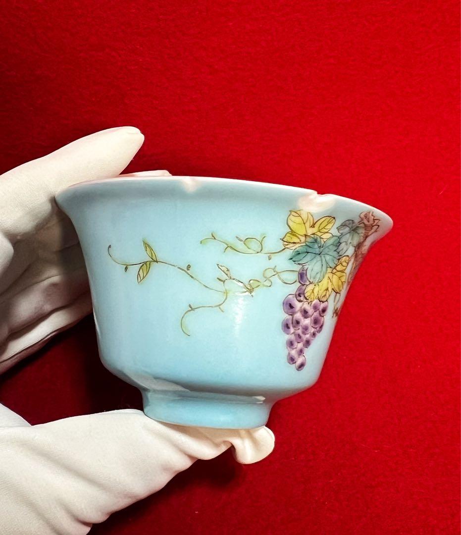 中国美術 古玩 葡萄紋樣 蓋碗 茶器 慎德堂製 茶道具