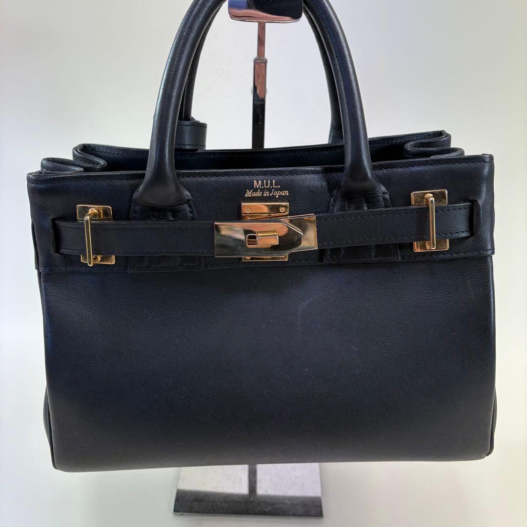 Aki 様M.U.L. レザー ハンドバッグ 2WAY ゴールド金具 日本製 黒