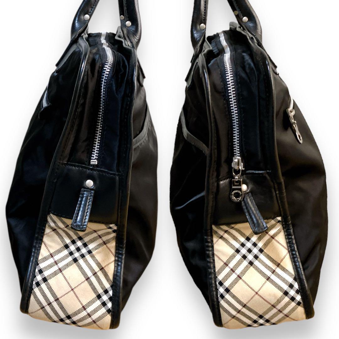 バーバリー ブラックレーベル 良品 ラウンドノバチェックブリーフケース ブラック