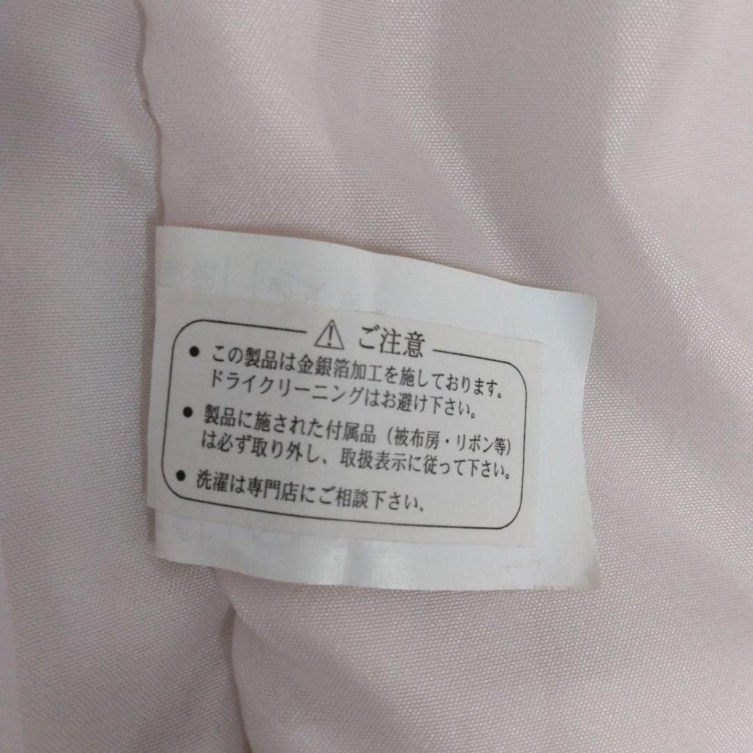 七五三8点①花刺繍被布着②着物③花刺繍襟長襦袢④髪飾り⑤ファー⑥足袋⑦草履⑧巾着