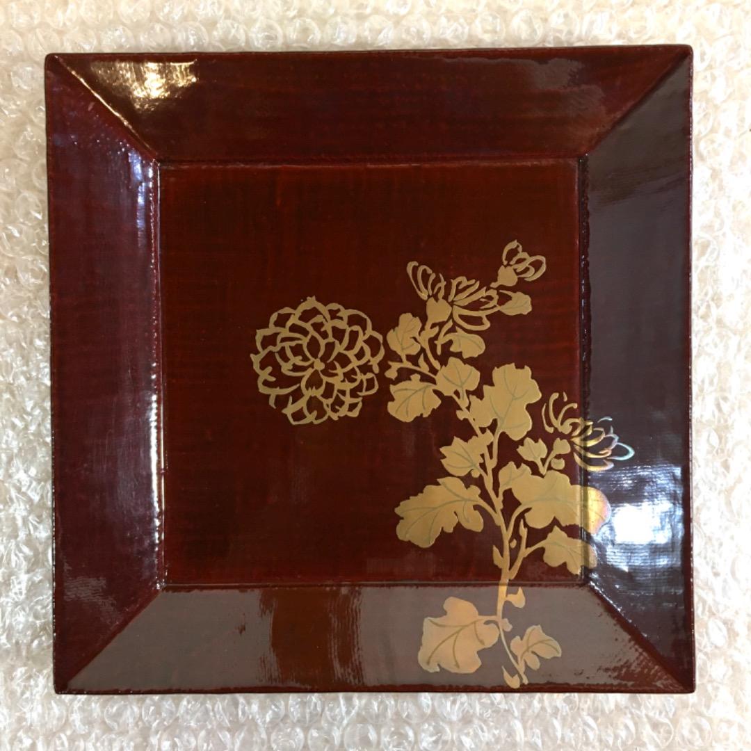 【四君子】時代漆器 盆 ２０枚 5枚1組4セット 木箱付き 布目盆 【美品】