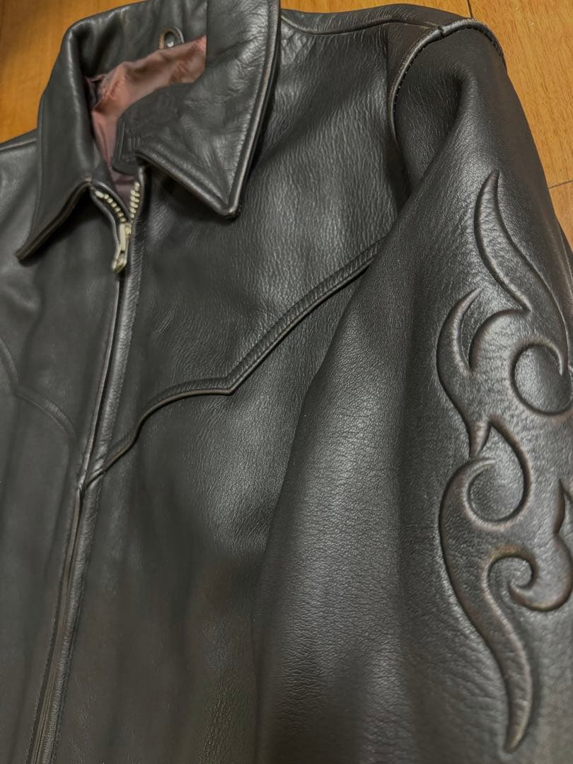 WIND ARMOR アメリカ産レザージャケット ファイヤーパターン エイジング