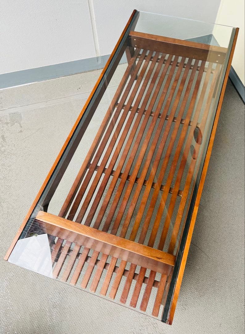 B-Company ビーカンパニー ローテーブル 木製 ガラステーブル