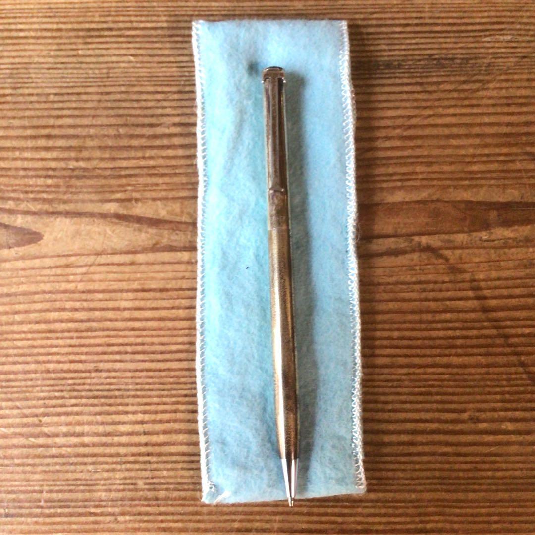 No4384 ティファニー　ボールペン　シルバー　布ケース　元箱付　送料無料