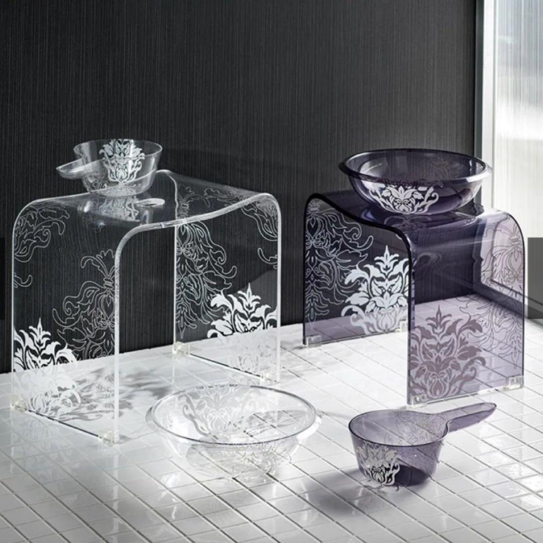 定価15400円新品未使用　アクリル　バスチェア　センコー　サミーラ　完売グレー ☆サミーラ バスチェア グレー Mサイズ：幅約33×奥行24×高さ25cm