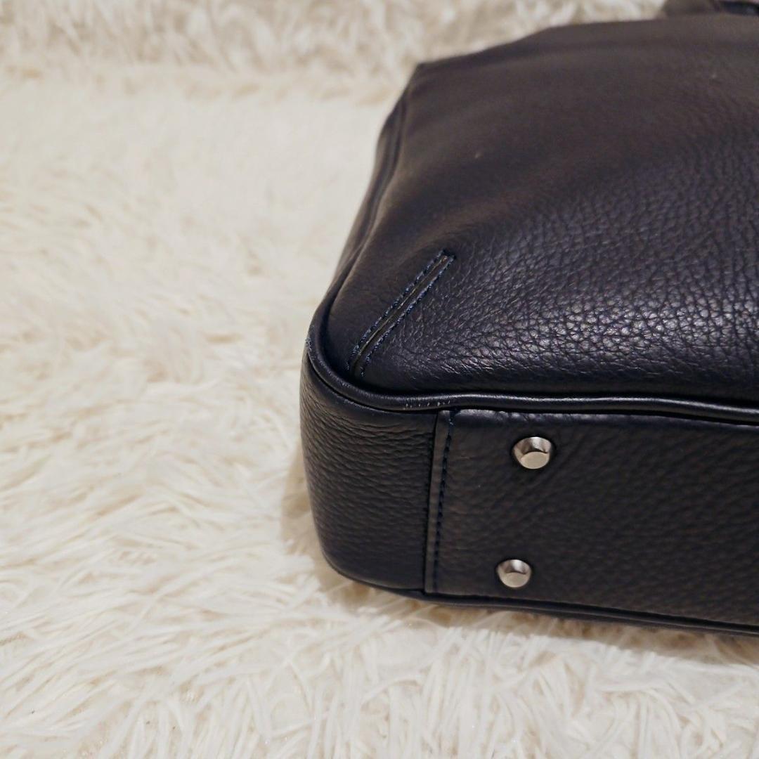 極美品 ランバン ビジネスバッグ A4可 オールレザー ネイビー PC収納 紺