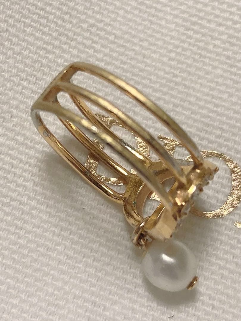 Dior パールリング　指輪　Mサイズ　ショッパー箱付き