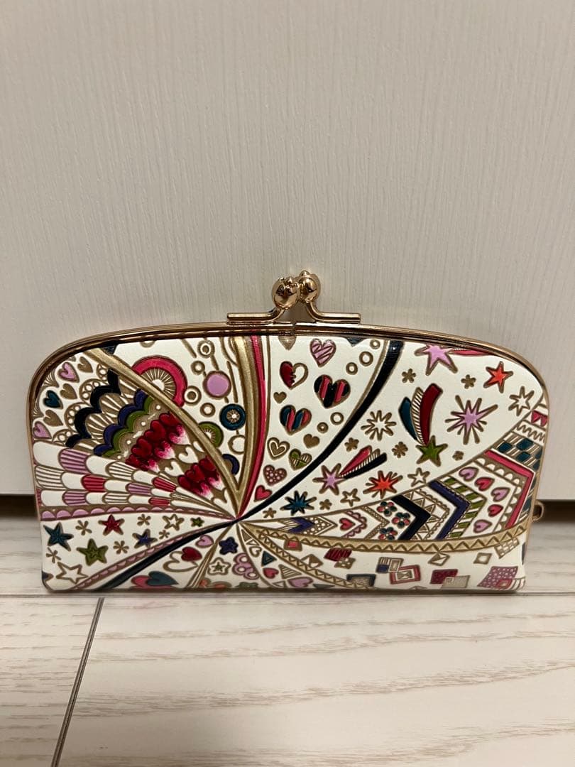 値下げ　新品未使用　文庫屋大関♡ハートや星　カラフル模様のがま口