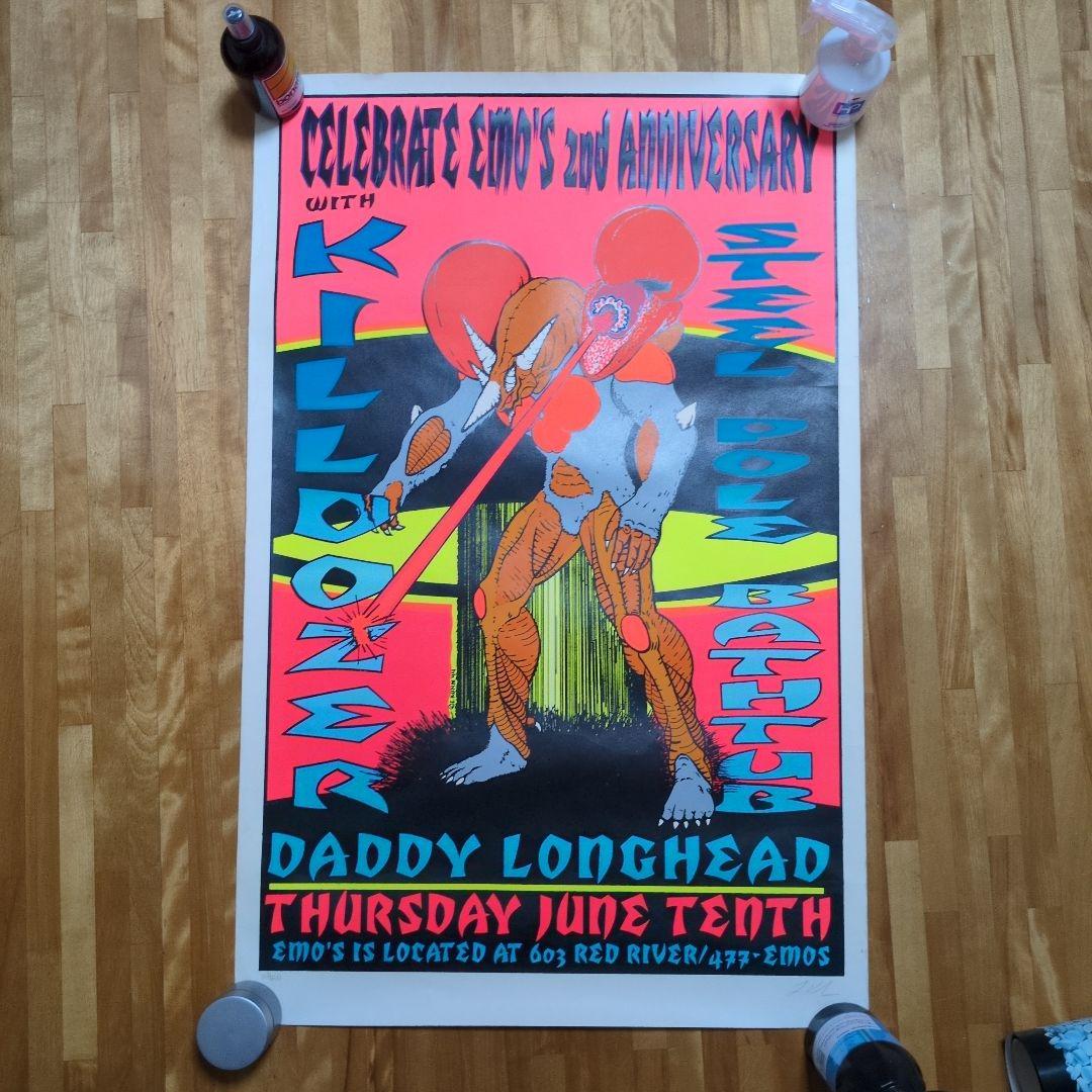 版画 Hol Kuhn Killdozer Daddy Longhead Poster Killdozer w/ Steel Pole Bathtub / Cathouse poster by Derek Hess
