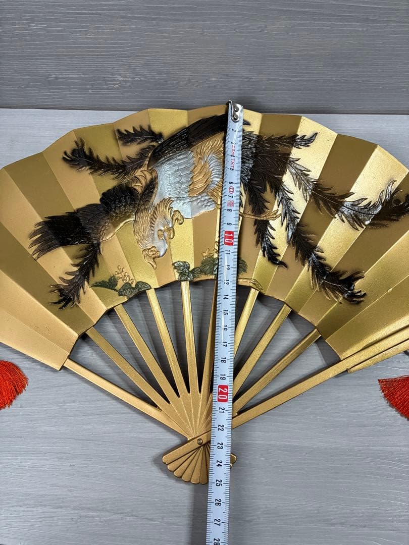 扇面 鳳凰 金属工芸 ヴィンテージ 工芸品 骨董品 飾扇