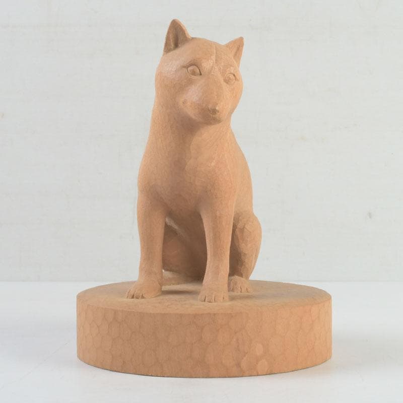 新木 氷馬 様専用富山県工芸家 得地秀生作 木彫 犬 置物 共箱 V 9559