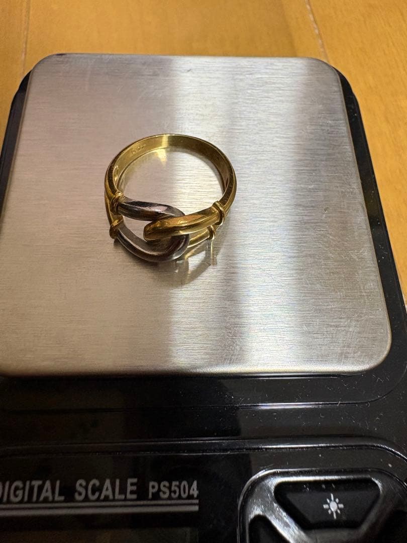 R*様 K18 Pt900 コンビリング 4.5g 刻印あり