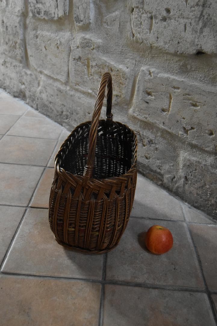 飴色手作りパニエフランスアンティークバスケットカゴ