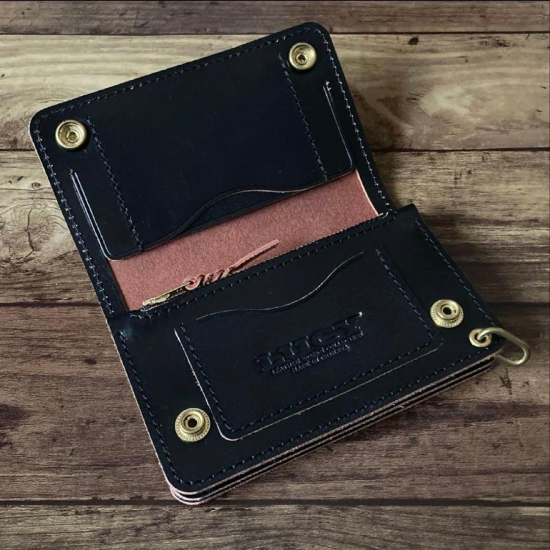 【としぽん】ミドルトラッカーウォレット 茶芯ブラック【お札を折らずに収納】