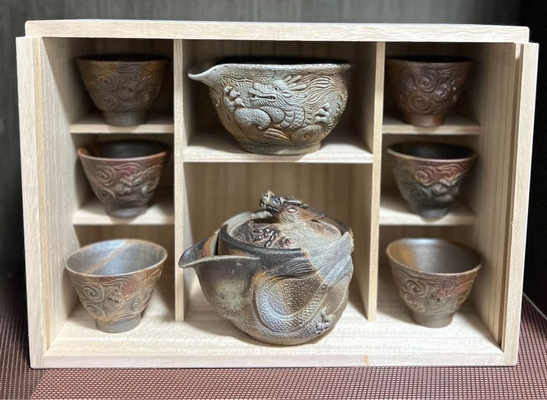 本漆手塗 松笠松葉蒔絵 利休箱 木製溜塗 仁清扇面 手塚桐鳳 S963