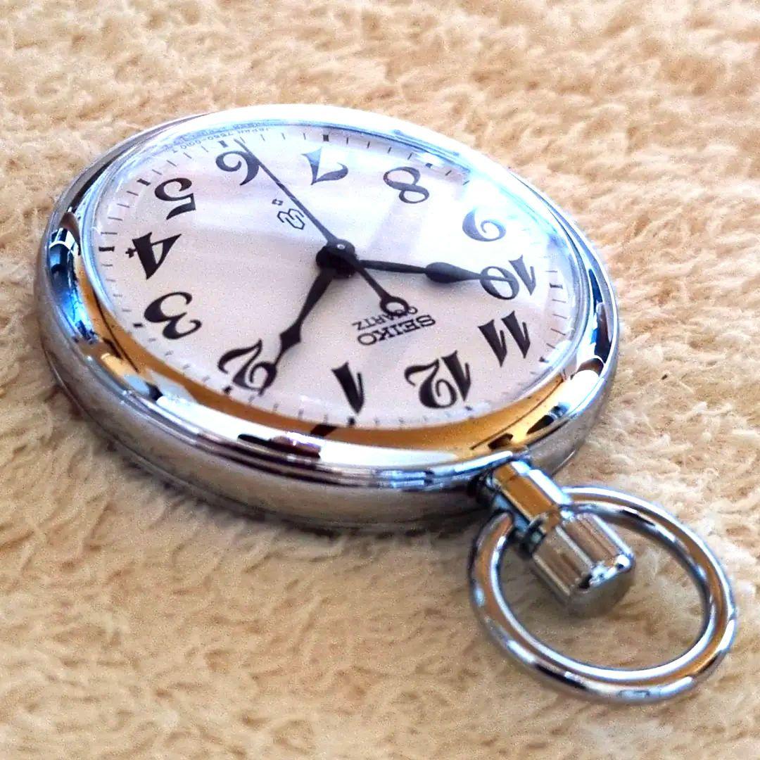 鉄道時計 SEIKO鉄道懐中時計クォーツ(稼動美品)　※今だけ未使用紐付き