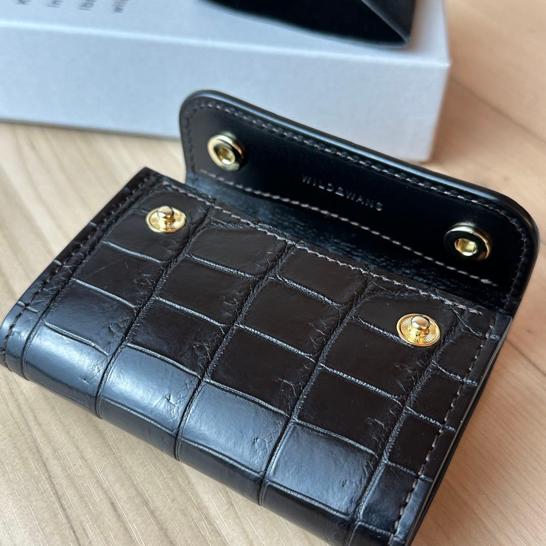 ワイルドスワンズ ポント クロコ ブラック【極美品】　小銭入れカバー付き