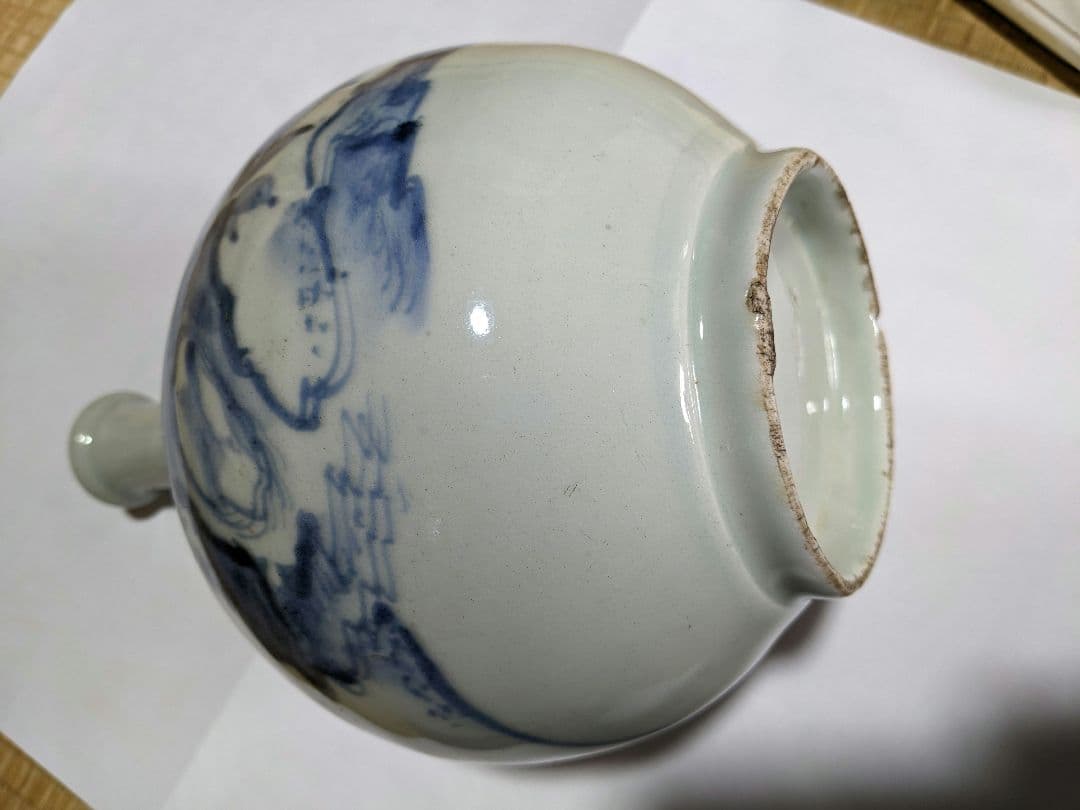 ♢江戸時代中期 古伊万里 染付花鳥文様 徳利 瓶 コレクション骨董品