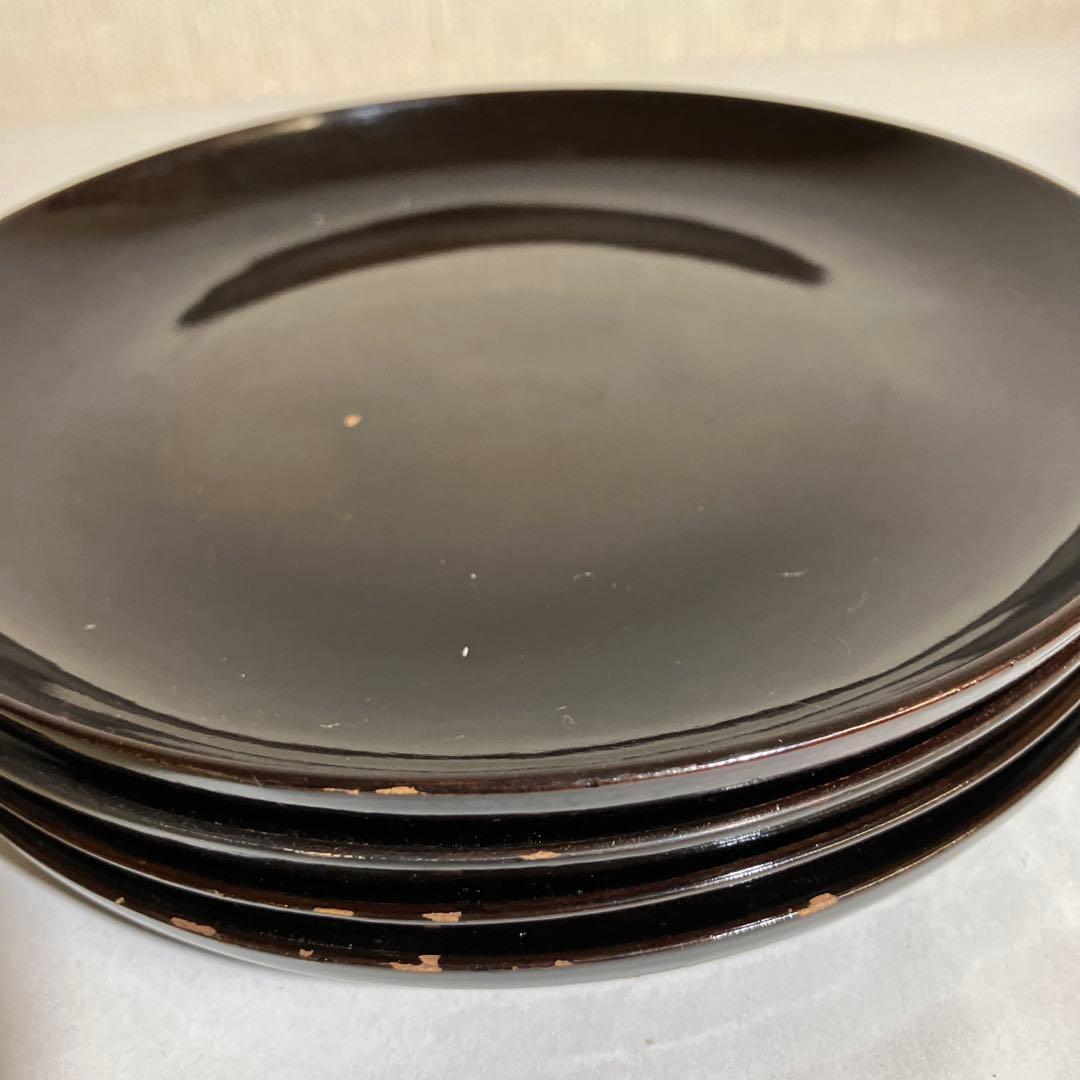 骨董木製漆塗り菓子盆１５枚（直径１７．５㌢、高さ２㌢、重さ９２㌘）