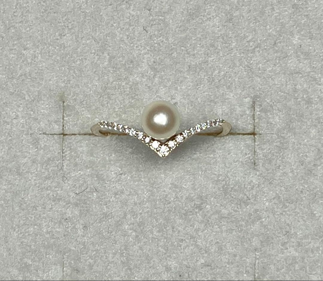 本日限定値　美品 K10+アコヤ真珠+ダイヤモンド リング(Lilas)