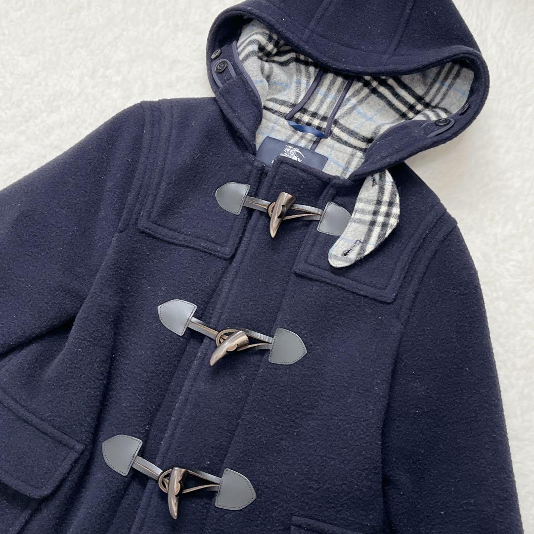 バーバリー ダッフルコート 裏地 ノバチェック柄【120】ネイビー フード