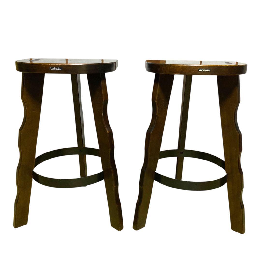①【ヴィンテージ】カリモク ルスティック ハイチェア バースツール スツール