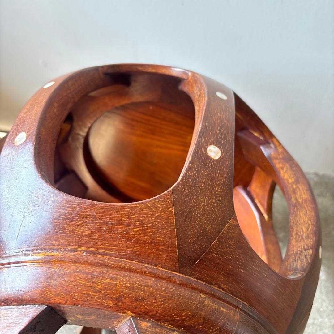 唐木の螺鈿象嵌花台スツール置台 飾り棚 香炉台 華道具 唐物 中国美術