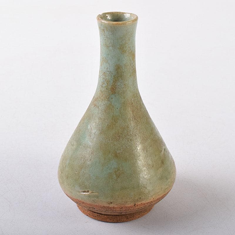 中国　龍泉窯　青磁　一輪挿し　時代箱付　M　R8638