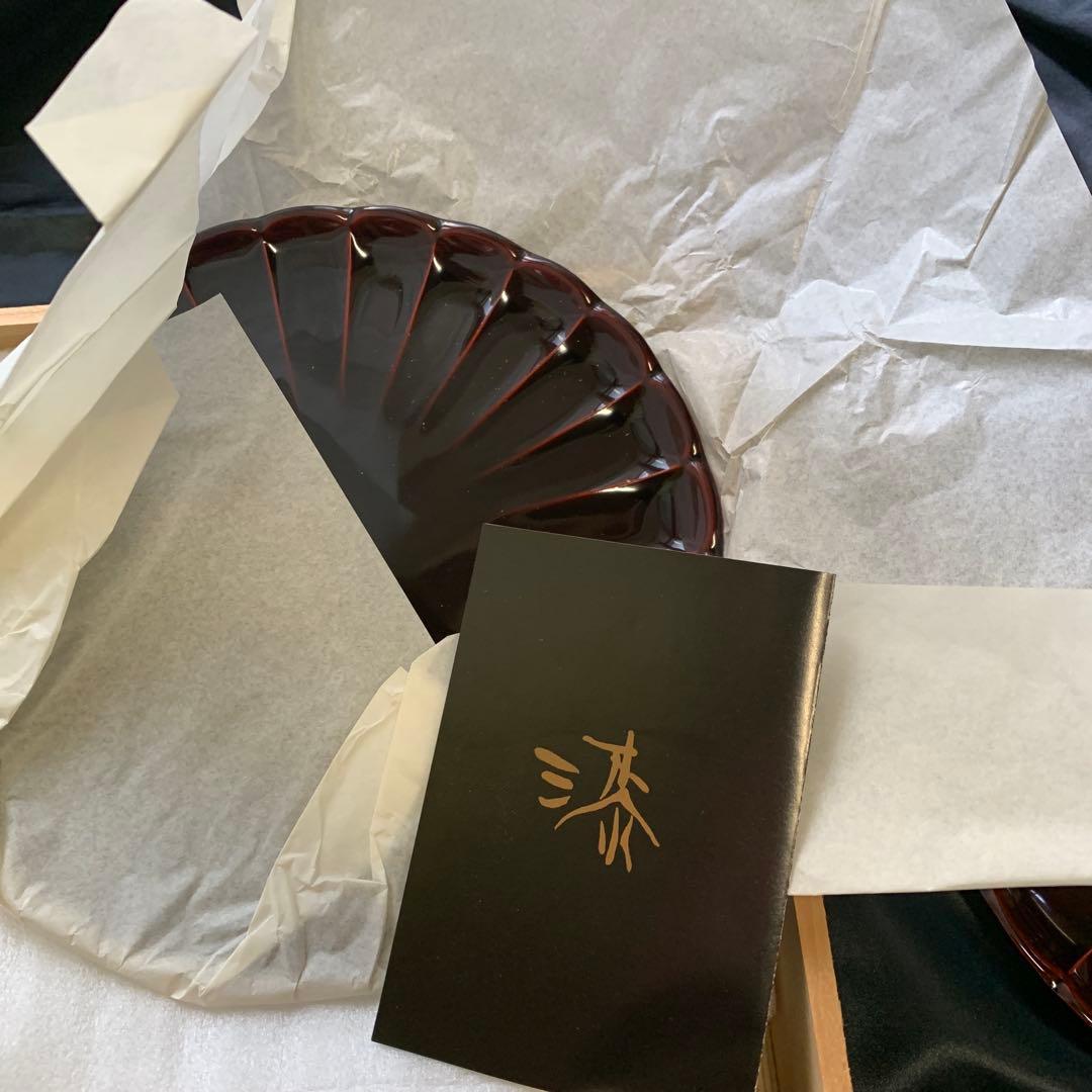 漆塗り赤　菊皿5枚セット