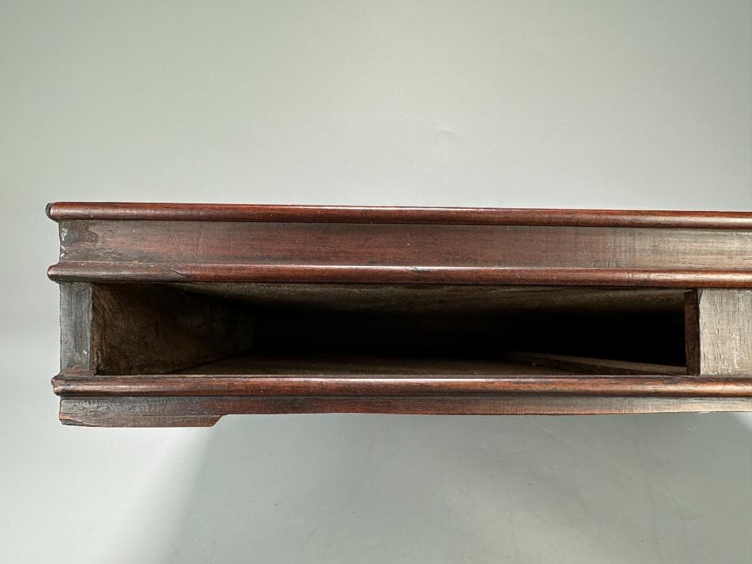 中国美術　清時代 花梨木　螺鈿嵌　双龍文　茶盤　引き出し付　書斎道具　李朝螺鈿