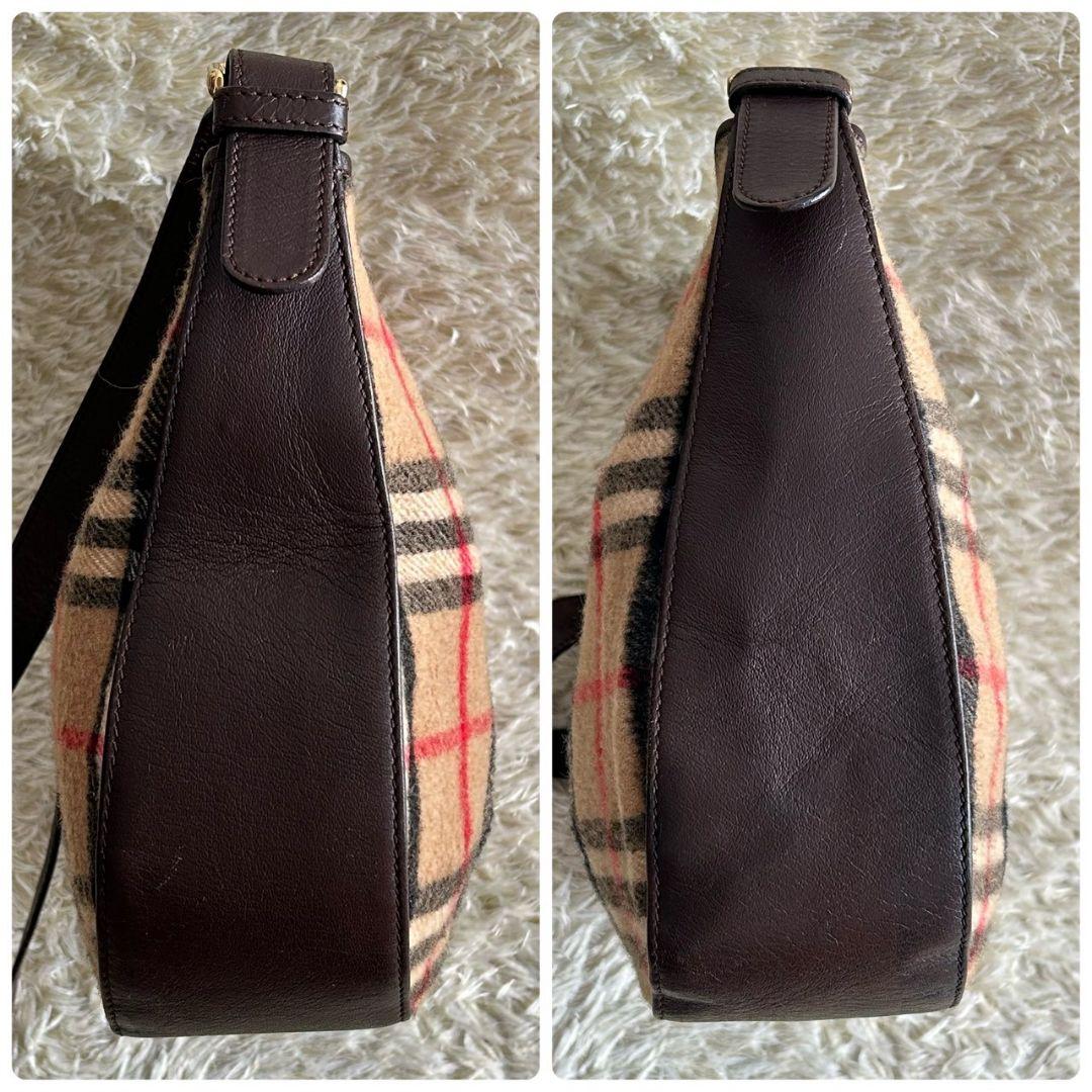 バーバリー　ショルダーバッグ　ノバチェック　ウール　肩掛け　斜め掛け　茶