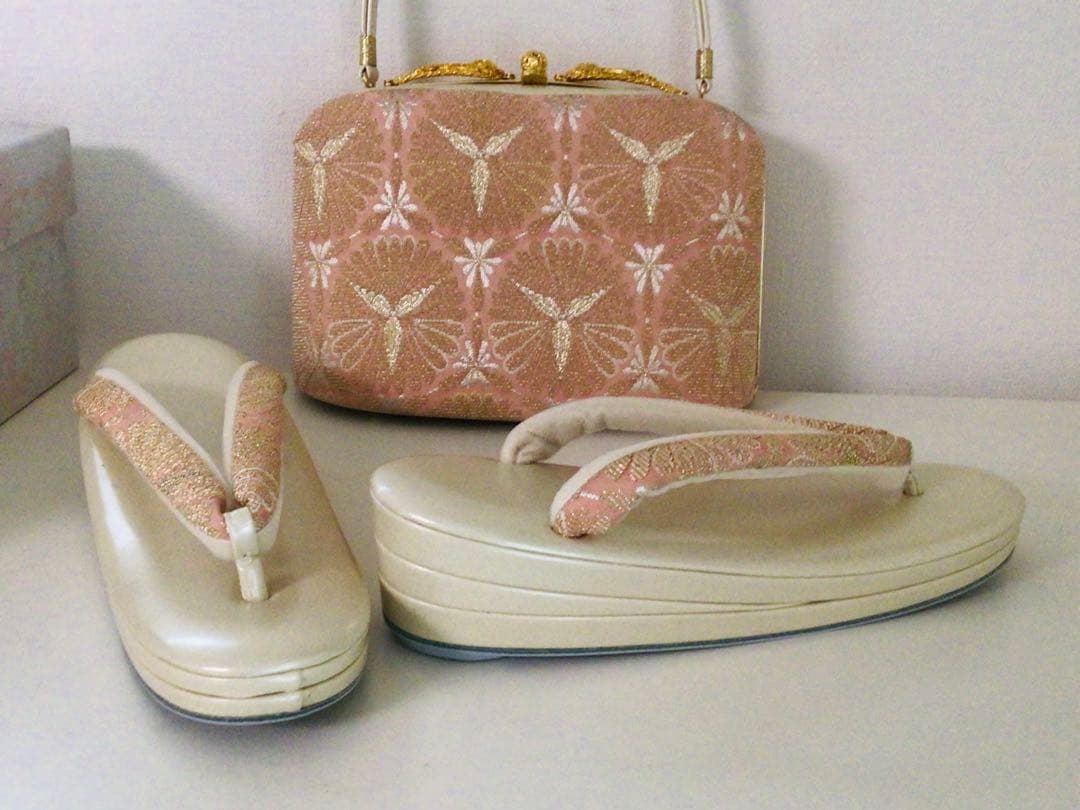 京都和装小物 成人式 西陣 特選最高級 バッグと3枚芯草履セット L寸 未使用品