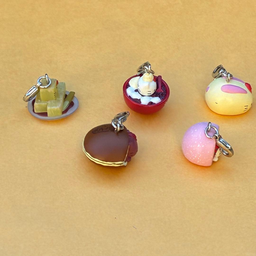 ★激レア★甘味処 ファスナーマスコット 根付★はろうきてぃ 5個セット★キティ