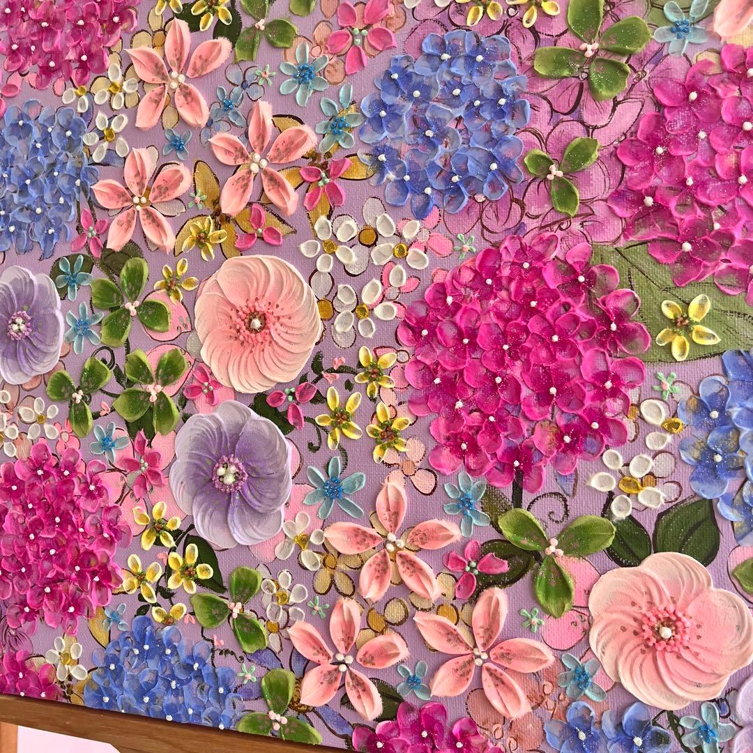 原画 フラワーアート 花の絵 花柄 ボタニカル 花図鑑　花　ガーデン 紫陽花
