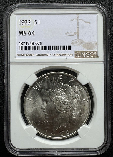 アメリカ ピースダラー銀貨1922 NGC MS 64 | GoldSilverJapan