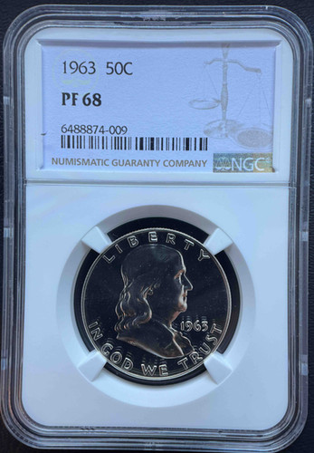 1963年 フランクリン ハーフダラー銀貨 PF68 NGC認定【アメリカ合衆国