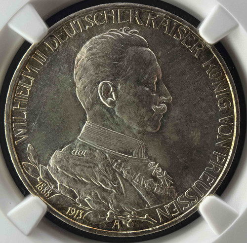 1913年 ドイツ帝国 プロイセン王国 3マルク銀貨 ウィルヘルム2世即位25
