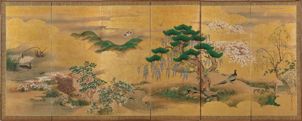 花鳥風月、歌に託す：狩野永敬筆「十二ヶ月花鳥図屏風」