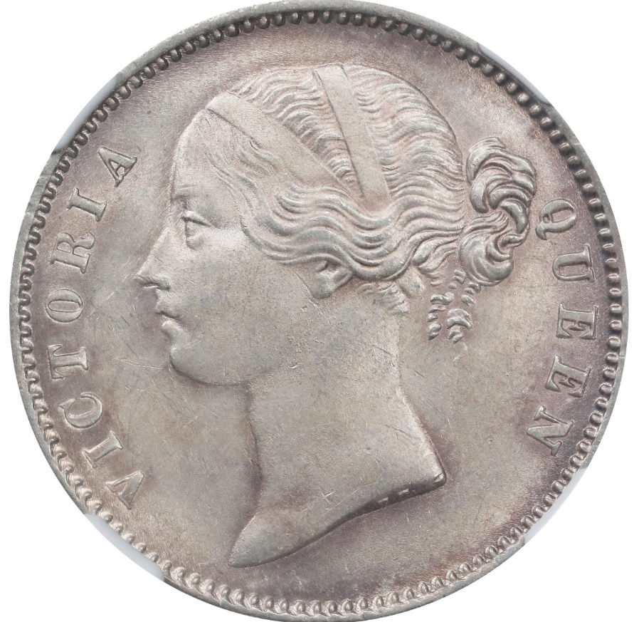 英領インド 1893年 1ルピー ビクトリア女王 銀貨 NGC MS60