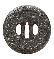 名品 五七桐紋 金象嵌縁雷 銀盃、在銘有 名品 五七桐紋 金象嵌縁雷