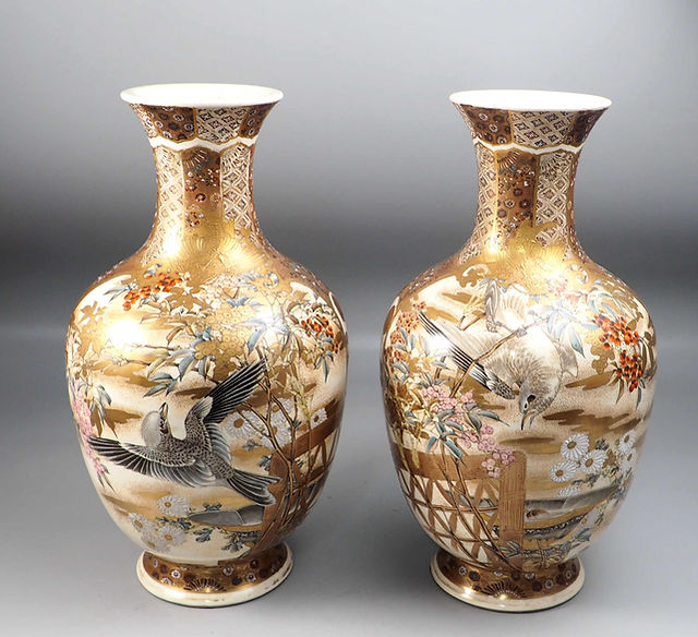 1596 中国骨董花瓶2客ペア