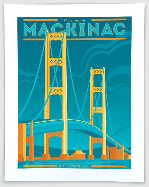 Mighty Mac - Michigan Travel Art Print | The Mighty Mitten