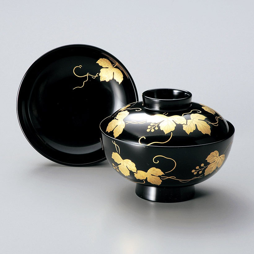 輪島塗 大向高洲堂 煮物椀 五客 蓋付椀 共箱 輪島塗 漆器