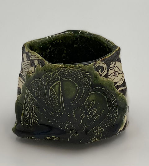 山口真人 織部龍図 ぐい呑 琳派 陶芸 山口真人 織部 琳派 ぐい呑 陶芸