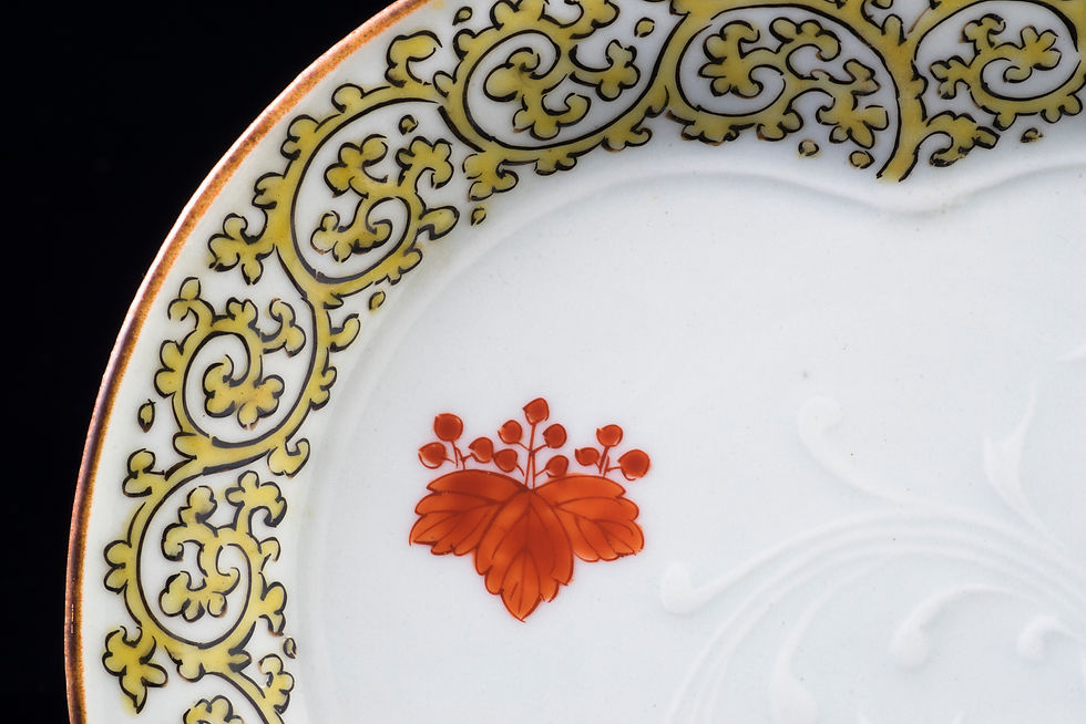 古九谷様式色絵人物文変形型物皿 古九谷様式色絵人物文変形型物皿