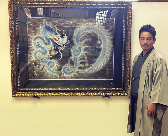 一筆龍 手島啓輔 絵画 額付 絵師 日本画 一筆龍手島啓輔絵画額付絵師日本画
